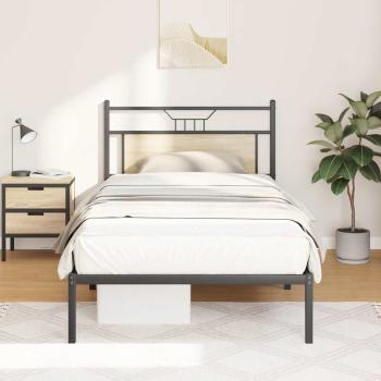ARDEBO.de - Bettgestell ohne Matratze Sonoma-Eiche 107x203 cm Holzwerkstoff