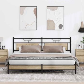 ARDEBO.de - Metallbett ohne Matratze Sonoma-Eiche 193x203 cm