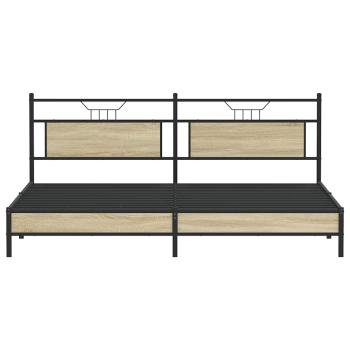 Metallbett ohne Matratze Sonoma-Eiche 193x203 cm