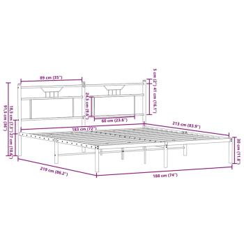 Bettgestell ohne Matratze Räuchereiche 183x213 cm Holzwerkstoff