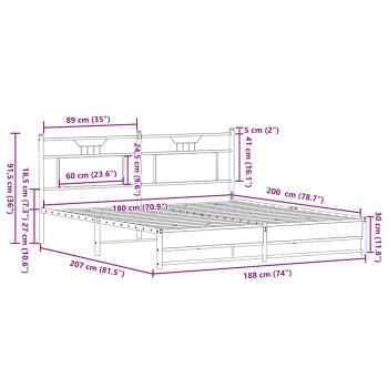 Metallbett ohne Matratze Sonoma-Eiche 180x200 cm