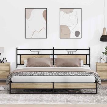 ARDEBO.de - Metallbett ohne Matratze Sonoma-Eiche 193x203 cm