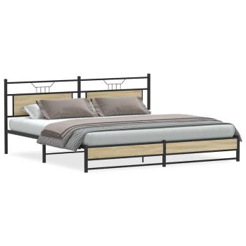 Metallbett ohne Matratze Sonoma-Eiche 193x203 cm