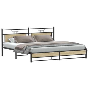 Metallbett ohne Matratze Sonoma-Eiche 193x203 cm