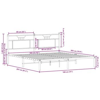 Bettgestell ohne Matratze Räuchereiche 183x203 cm Holzwerkstoff