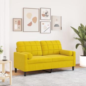ARDEBO.de - 2-Sitzer-Sofa mit Zierkissen Gelb 140 cm Samt