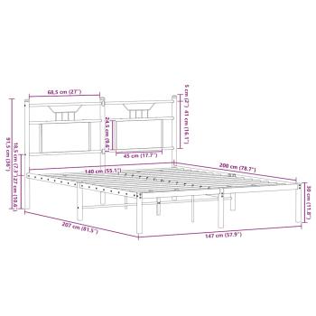 Bettgestell ohne Matratze Räuchereiche 140x200 cm Holzwerkstoff