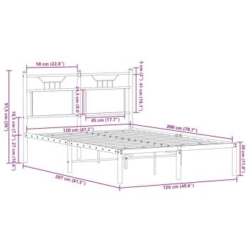 Bettgestell ohne Matratze Sonoma-Eiche 120x200 cm Holzwerkstoff