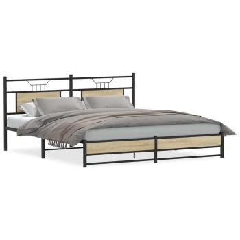 Metallbett ohne Matratze Sonoma-Eiche 183x213 cm