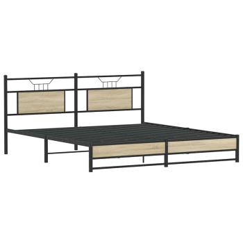 Metallbett ohne Matratze Sonoma-Eiche 183x213 cm