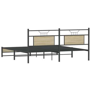Metallbett ohne Matratze Sonoma-Eiche 183x213 cm