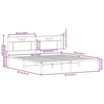Bettgestell ohne Matratze Räuchereiche 160x200 cm Holzwerkstoff