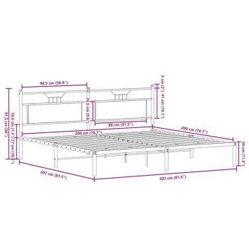 Bettgestell ohne Matratze Räuchereiche 200x200 cm Holzwerkstoff