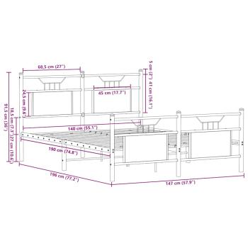 Bettgestell ohne Matratze Räuchereiche 140x190 cm Holzwerkstoff