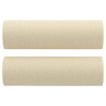 3-tlg. Sofagarnitur mit Kissen Creme Stoff