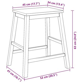 Barstühle 2 Stk. Massivholz Gummibaum