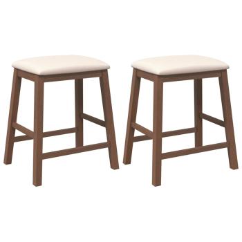 Barstühle mit Kissen 2 Stk. Braun Massivholz Gummibaum