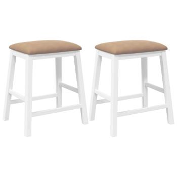 Barstühle mit Kissen 2 Stk. Weiß Massivholz Gummibaum