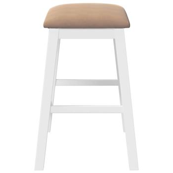 Barstühle mit Kissen 2 Stk. Weiß Massivholz Gummibaum