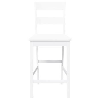 Barhocker 2 Stk. Weiß Massivholz Gummibaum