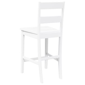 Barhocker 2 Stk. Weiß Massivholz Gummibaum