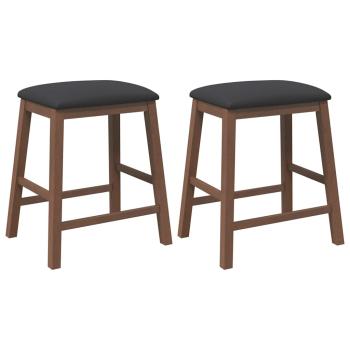 Barstühle mit Kissen 2 Stk. Braun Massivholz Gummibaum