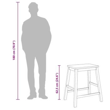 Barstühle 2 Stk. Weiß Massivholz Gummibaum