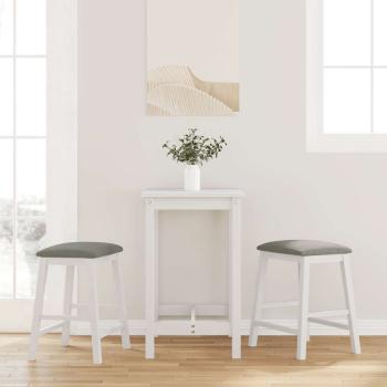 ARDEBO.de - Barstühle mit Kissen 2 Stk. Weiß Massivholz Gummibaum