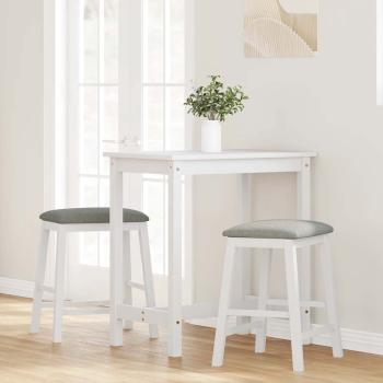 Barstühle mit Kissen 2 Stk. Weiß Massivholz Gummibaum