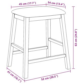 Barstühle mit Kissen 2 Stk. Weiß Massivholz Gummibaum