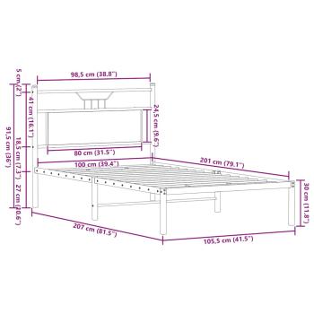 Bettgestell ohne Matratze Räuchereiche 100x200 cm Holzwerkstoff