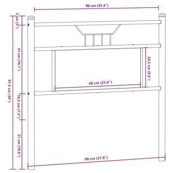 Kopfteil Räuchereiche 90 cm Holzwerkstoff und Stahl