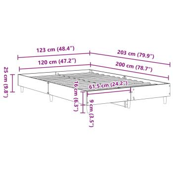Bettgestell ohne Matratze Betongrau 120x200 cm Holzwerkstoff