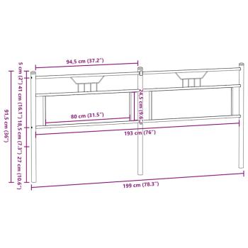 Kopfteil Räuchereiche 193 cm Holzwerkstoff und Stahl