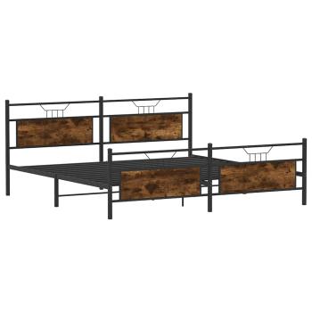 Metallbett ohne Matratze Räuchereiche 193x203 cm