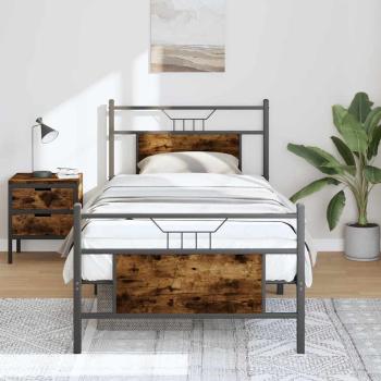 ARDEBO.de - Bettgestell ohne Matratze Räuchereiche 75x190 cm Holzwerkstoff