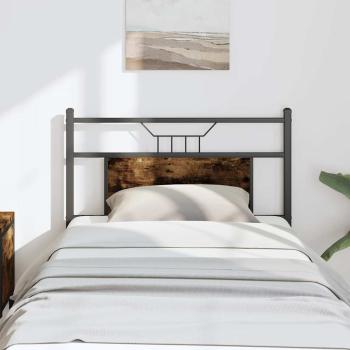 ARDEBO.de - Kopfteil Räuchereiche 80 cm Holzwerkstoff und Stahl