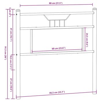 Kopfteil Räuchereiche 80 cm Holzwerkstoff und Stahl