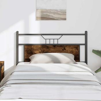 ARDEBO.de - Kopfteil Räuchereiche 100 cm Holzwerkstoff und Stahl