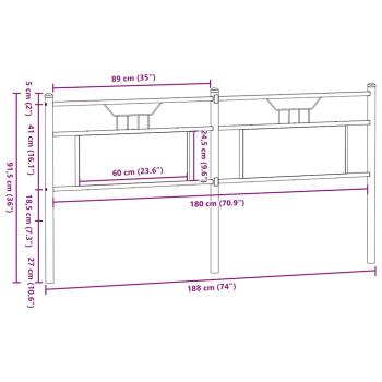 Kopfteil Räuchereiche 180 cm Holzwerkstoff und Stahl