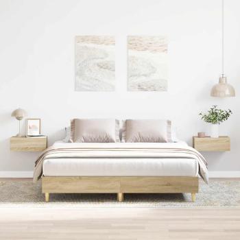 ARDEBO.de - Bettgestell ohne Matratze Sonoma-Eiche 140x200 cm Holzwerkstoff