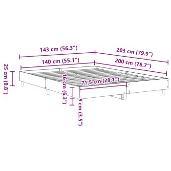 Bettgestell ohne Matratze Sonoma-Eiche 140x200 cm Holzwerkstoff