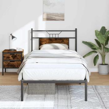 ARDEBO.de - Bettgestell ohne Matratze Räuchereiche 80x200 cm Holzwerkstoff