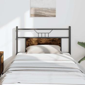 ARDEBO.de - Kopfteil Räuchereiche 75 cm Holzwerkstoff und Stahl
