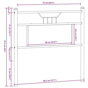 Kopfteil Räuchereiche 75 cm Holzwerkstoff und Stahl