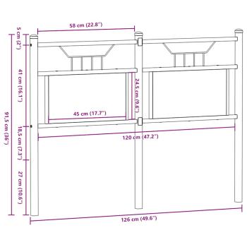 ARDEBO.de - Kopfteil Räuchereiche 120 cm Holzwerkstoff und Stahl