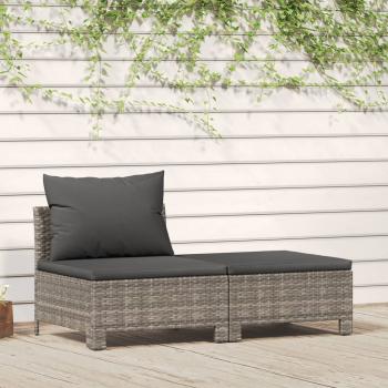 ARDEBO.de - 2-tlg. Garten-Lounge-Set mit Kissen Grau Poly Rattan