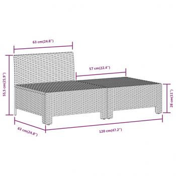 7-tlg. Garten-Lounge-Set mit Kissen Grau Poly Rattan