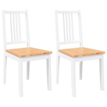 Esszimmerstühle 2 Stk. Weiß Massivholz Gummibaum