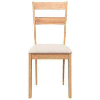 Esszimmerstühle mit Kissen 2 Stk. Natur Massivholz Gummibaum